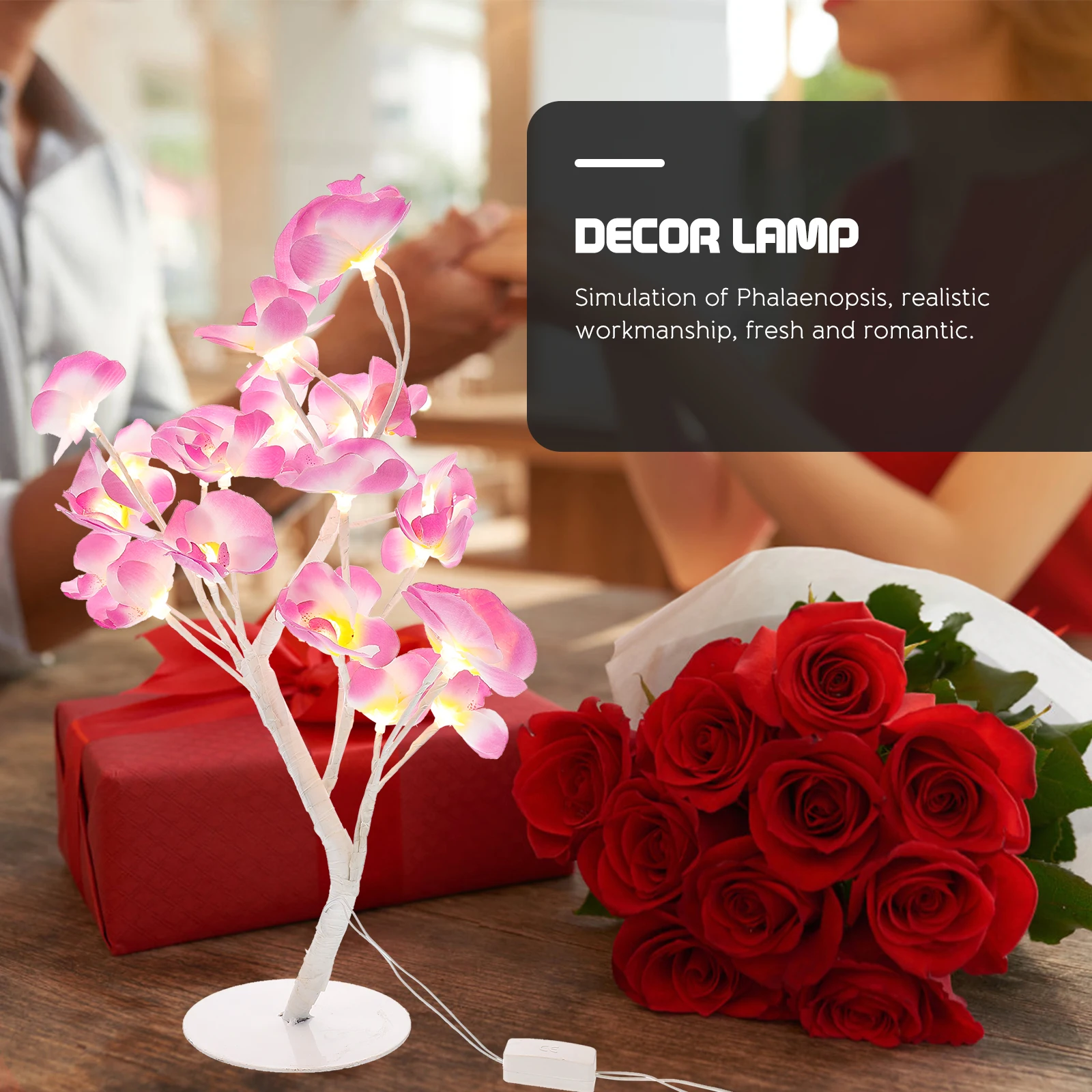 

Phalaenopsis Lamp Branch US Plug Night Light Tree Decorate Bedroom Decoration LED Lights Desktop
