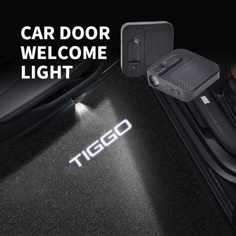 Hd led para chery tiggo logotipo tiggo 3 5 7 8 pro plus omoda arrizo cowin porta do carro luz de cortesia hd projetor lâmpada de boas-vindas