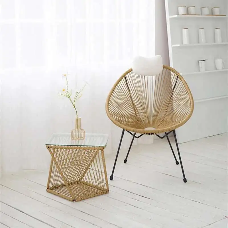 

Nordic Living Room Chair Home Furniture Leisure Armchair Ins Wicker Chair Balcony Outdoor Rattan Chair Balcony Backrest Armchair