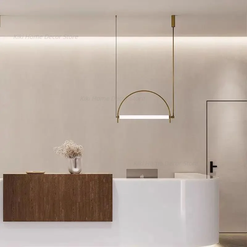 Arc Pendant Lamp LED Line Light Minimalist Restaurant Lamp Simple Designer Art Lamps Lights Dining Room Bar Island Counter Light