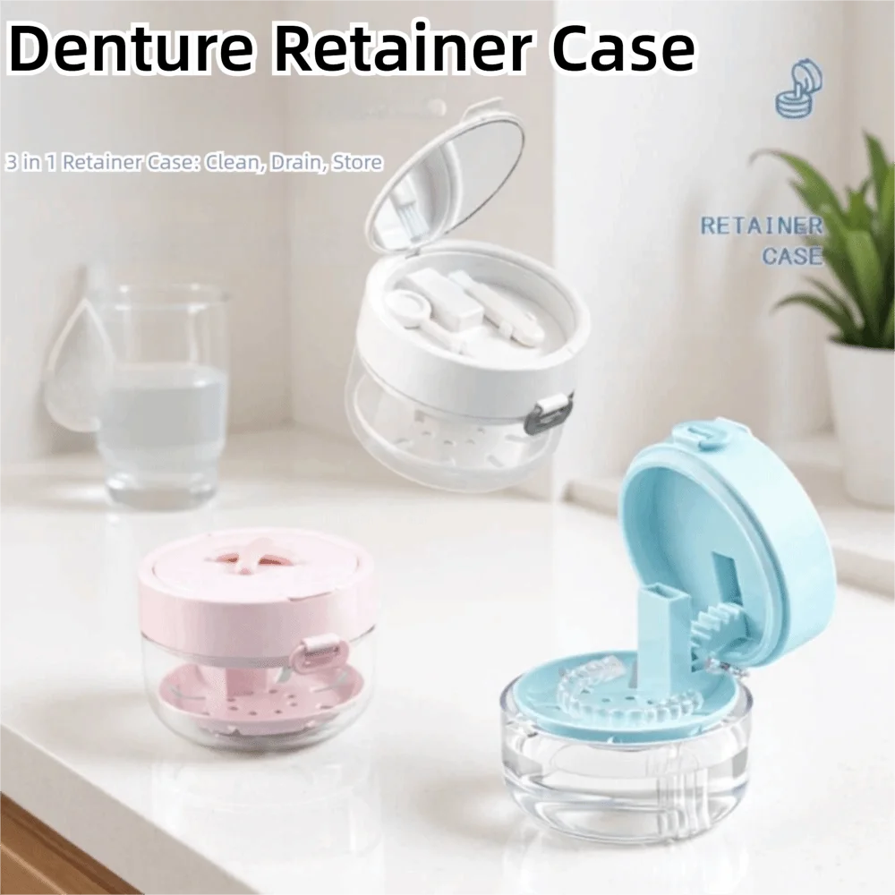 Drainable Design Braces Storage Box Portable Layered Organizer Denture Soak Cup Ventilated Large Capacity
