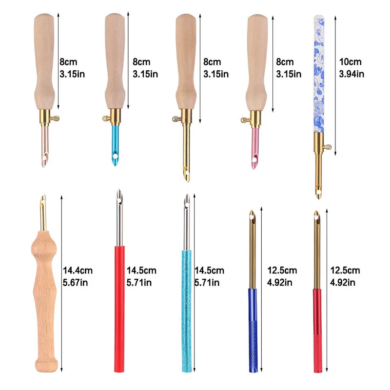 8/10cm Knitting Embroidery Pen Weaving Felting Craft Punch Needle Threader Wooden Handle DIY Tool Sewing Accessories Dropship