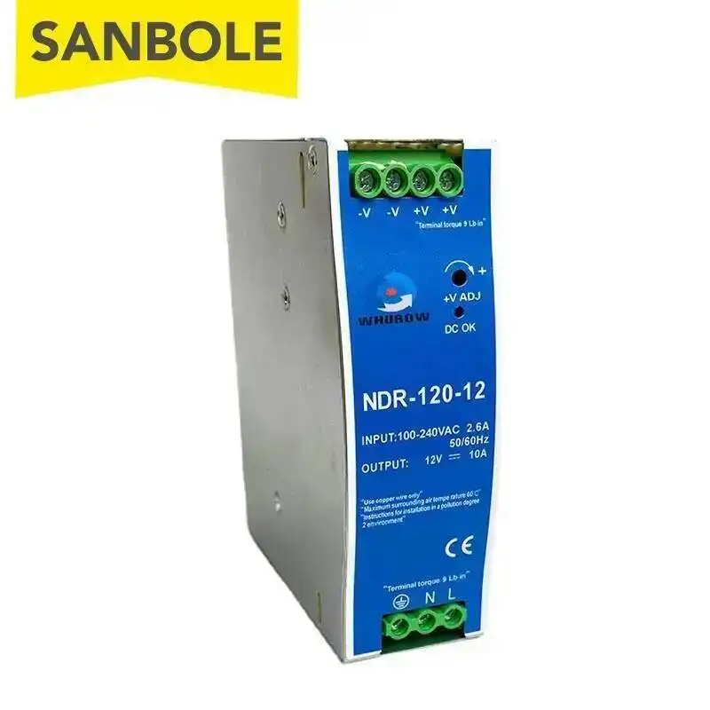 NDR-120-24 DIN Rail Mounted Guide Type Switching Power Supply Ultra-thin 12V10A /24V5A 120W Metal Shell AC/DC