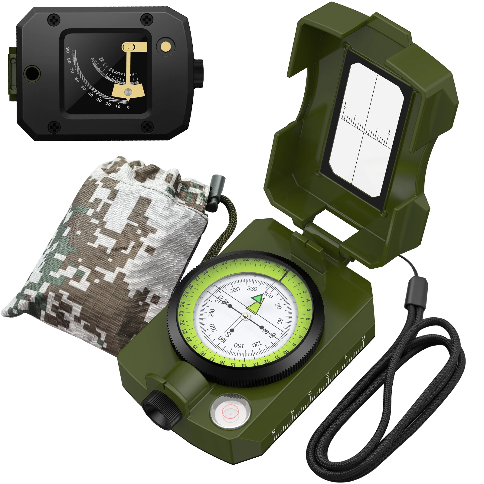 Compass Hiking - Compass Navigation with Sighting Clinometer IP54 Waterproof Aluminum Alloy Camping Compass for Camping Hunting