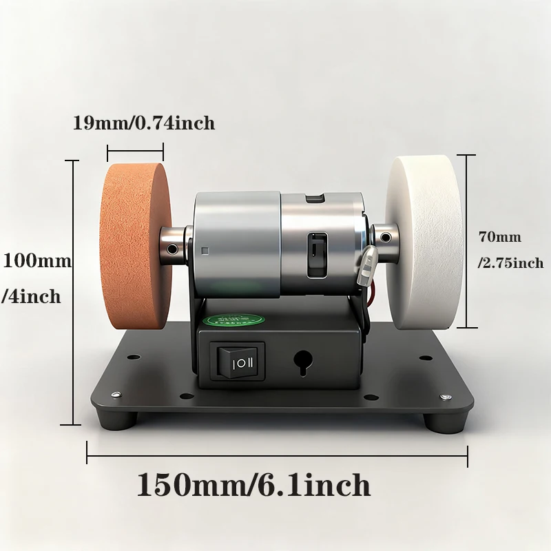 مطحنة منضدة صغيرة بعجلتين، ماكينة سنفرة كهربائية متعددة الاستخدامات للمعادن، الخشب، صناعة السكاكين، تلميع المجوهرات، 6. × 35 بوصة #6