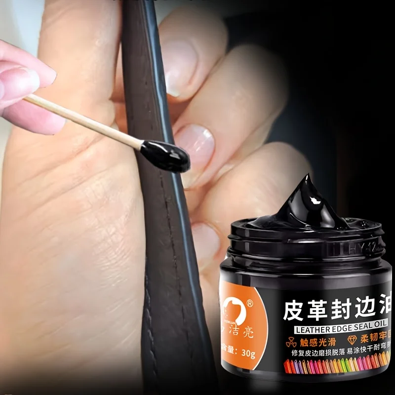 Kit de óleo para borda de couro 30g - Reparar desgaste, casca e perda de cor - adequado para bolsas, sapatos, jaquetas, sofás e todos os produtos de couro