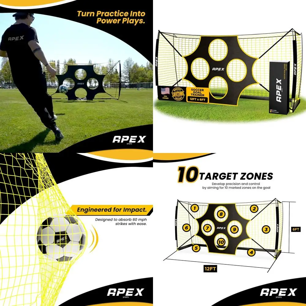 

Portable Soccer Goal with 10-Hole Precision Target - Quick Setup, Removable Net, Suitable for Indoor and Outdoor Training