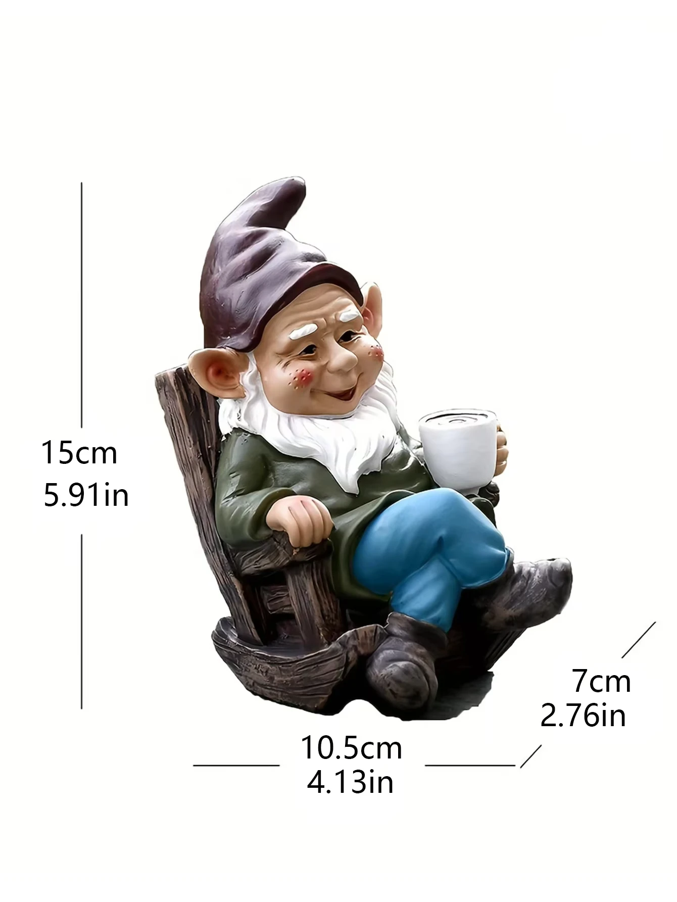 1pc Gnome Dwarf Rocking Chair Ornament Resin Outdoor Garden Decoration Patio Leisurely Drinking Tea Lazy Decoration sculpture
