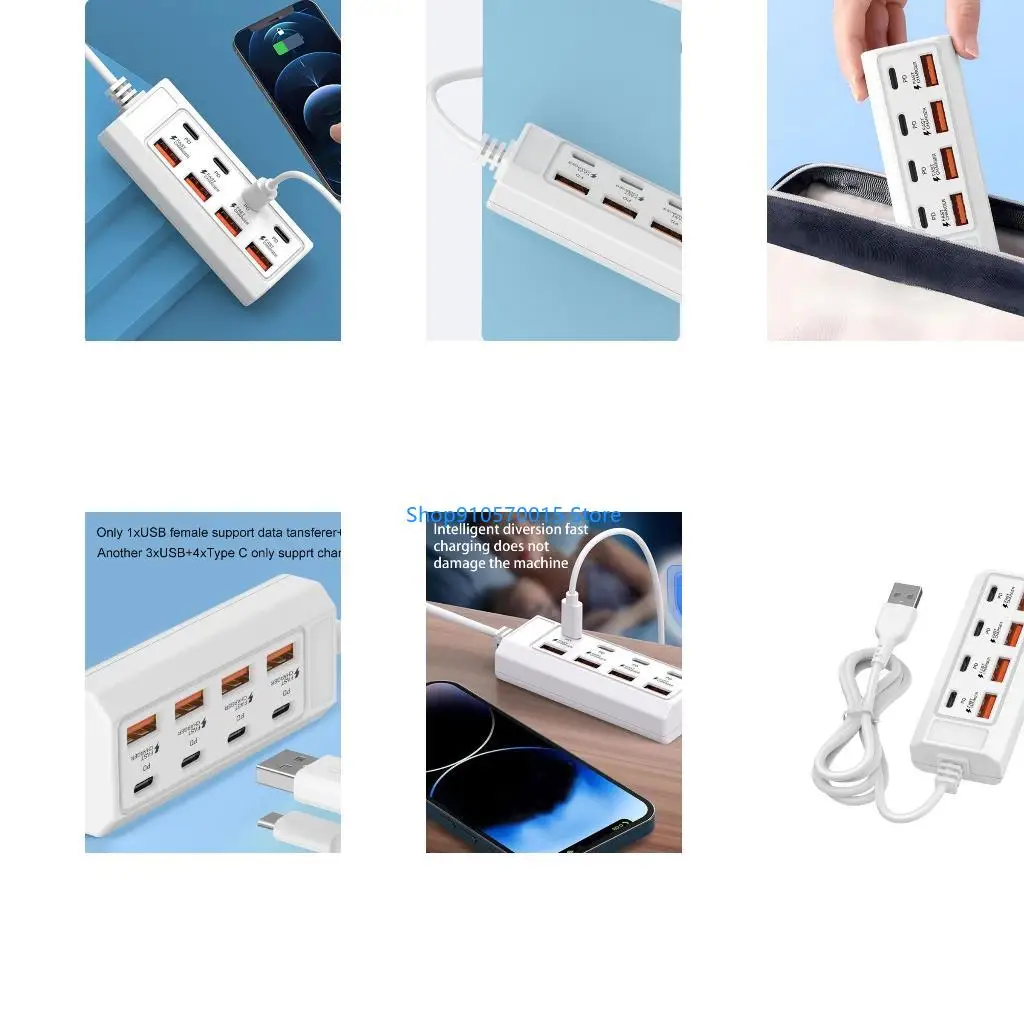 B95C Electrical Socket 4 USB 4 Type C Multiports Quick Charging USB Power Strips for Cellphone Laptop
