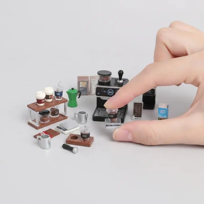 Miniature Coffee Machine Cup Set for 1/12 Dollhouse Kitchen Electrical Appliance Model Toys Mixer Machine Dollhouse Accessories