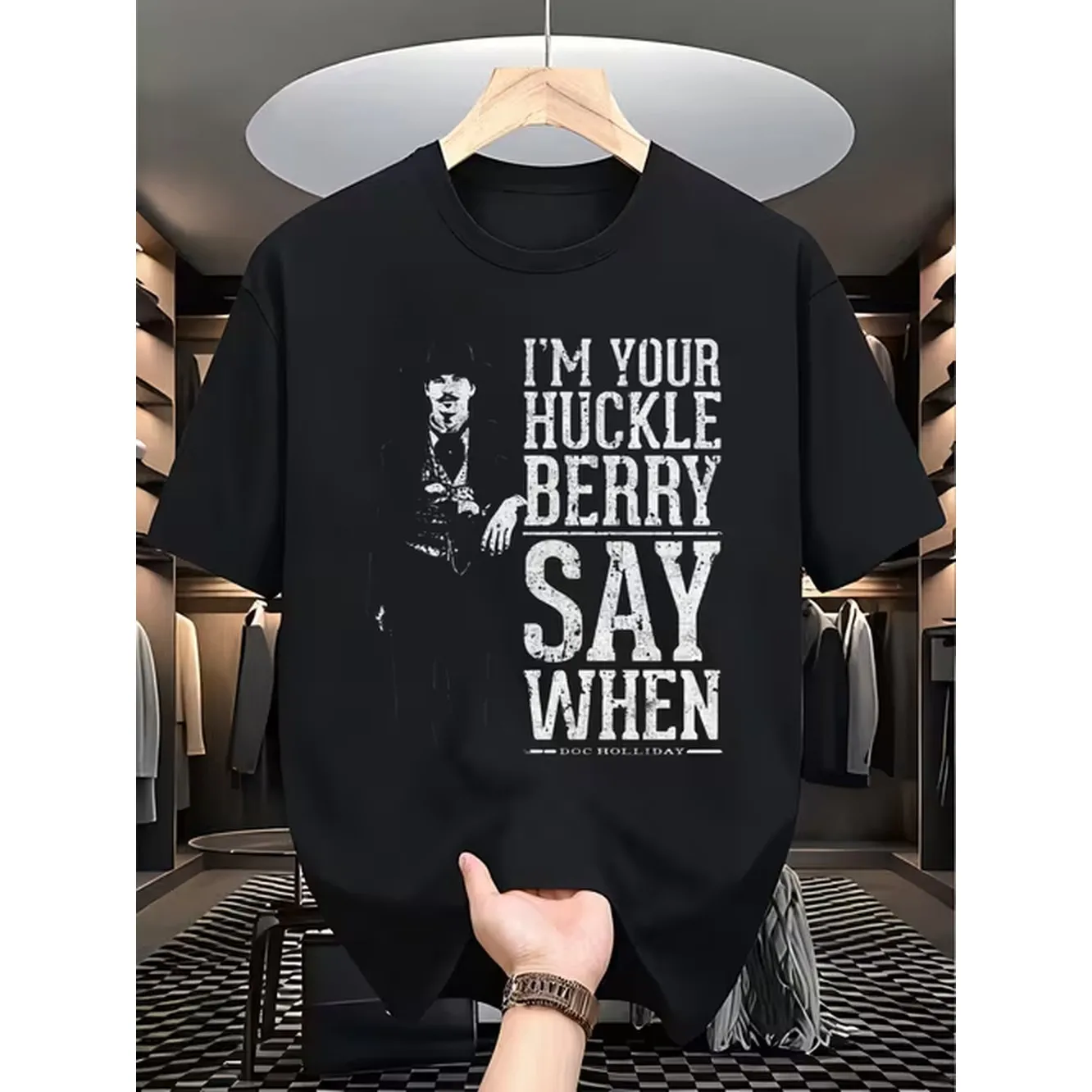 White Casual Short Sleeve Round Neck Top For Plus Size Men Featuring I Am Your It Has A Geometric Print Is Breathable And Machine Washable