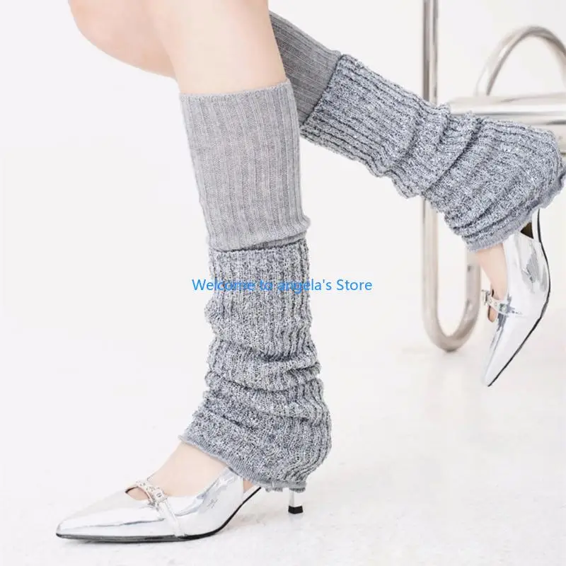X4YC Sparkling Sequined Patchwork Ribbed Knit Boot Cuffs Vintage Stretch Long Leg Warmers Leg Cover for Women Party Dance