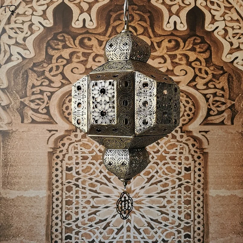 2026 Southeast Asia Vintage Industrial Moroccan Pendant Lights Hollow Carving Iron Art Decorative Hanging Lamp Home Decor Loft S