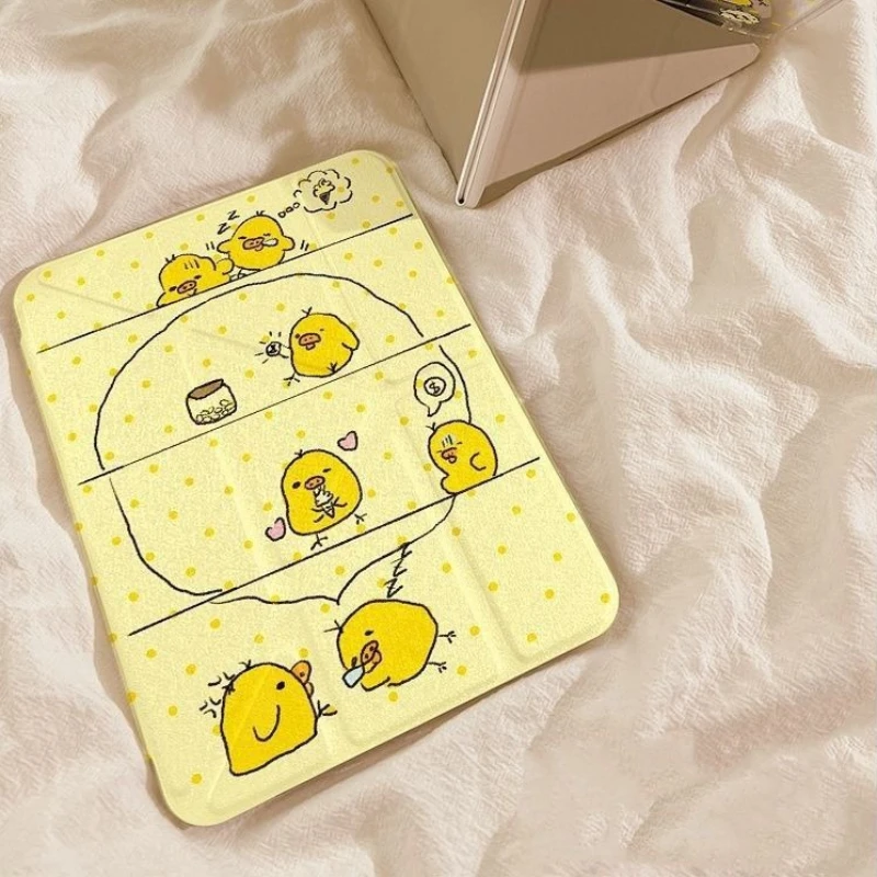 Polka-dot Chick Y-Shape 3 Fold Protective Case for IPad 7th Generation Case 10.9 10th 10.2 7/8/9th Air3 10.5 Air11/13 12.9 11th