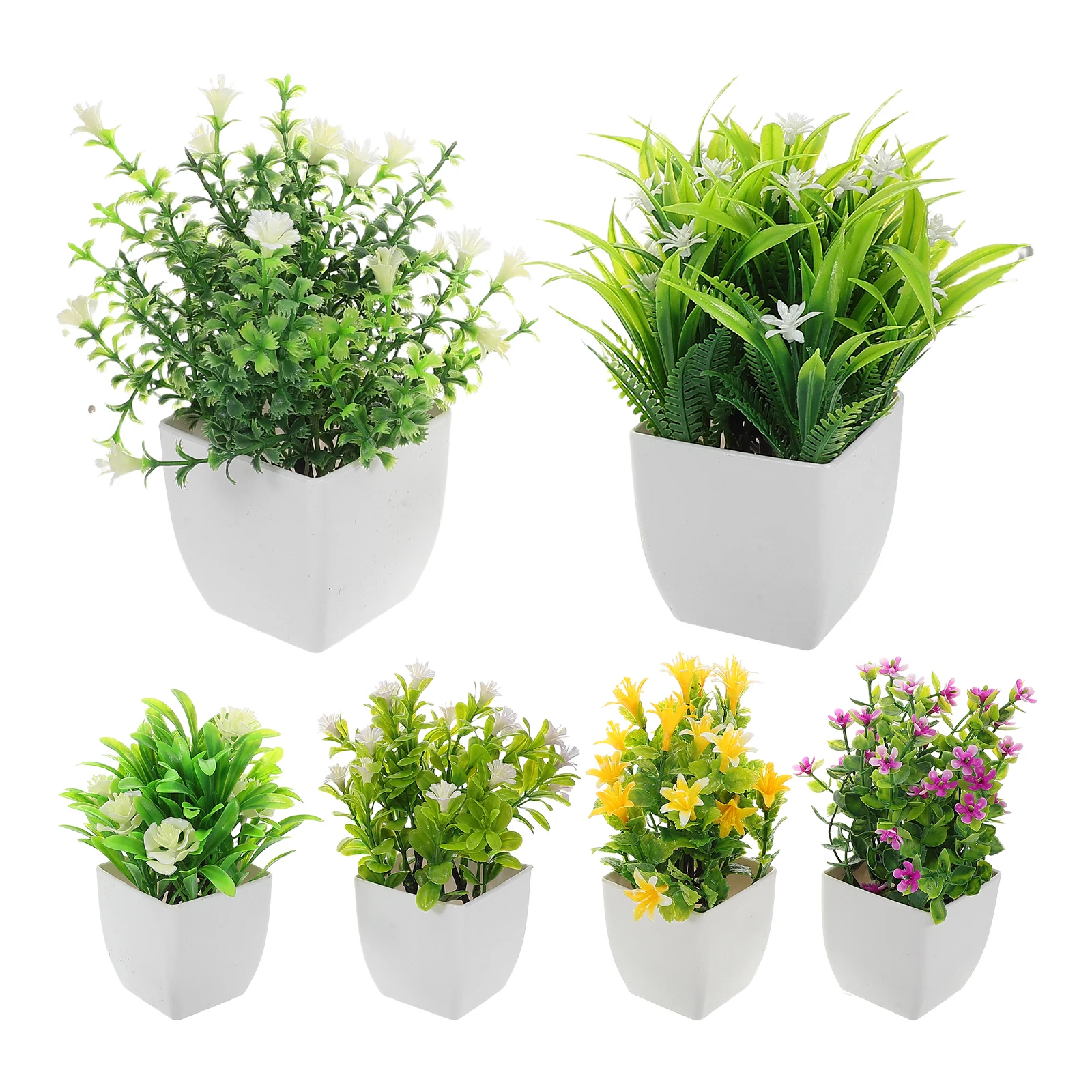 

6pcs Artificial Plants Simulated Potted Plant Mini Flowers Indoor Outdoor Decor Realistic Office