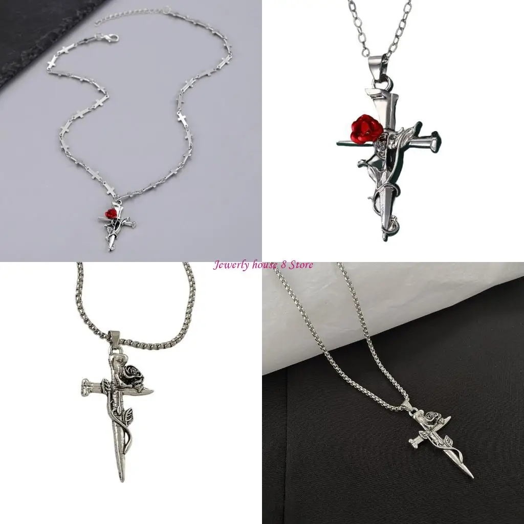 Классическое-гравированное-распятие-ожерелье-розы-детализировать-регулируемую-модную-шейс