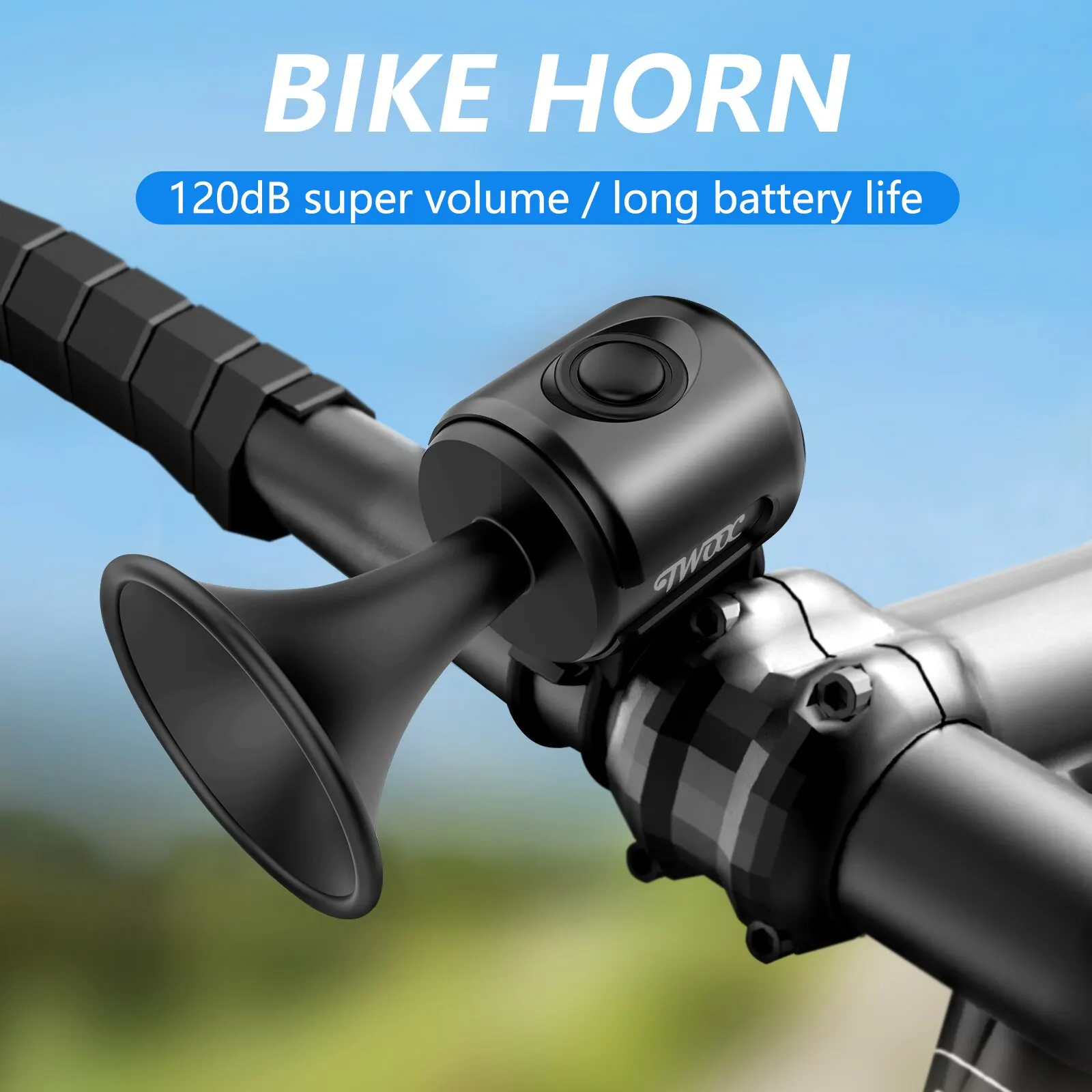 TWOC fiets elektronische hoorn luidwaarschuwing geluid CR2032 batterij 120dB IPX4 waterdicht geschikt voor weg en mountainbike