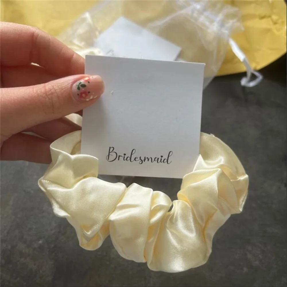 Ivory Bridesmaid Satin Scrunchie Hair Tie Satin gold bridesmaid gift bridal party bridesmaid favour maid of honour white cream s