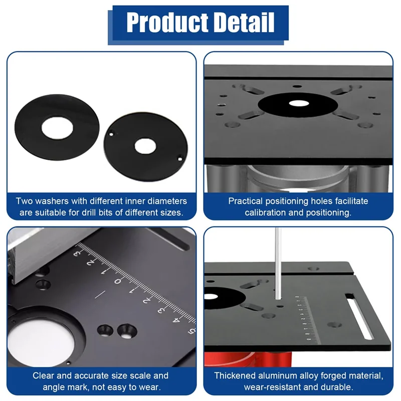 

A83I-1Set Milling Table Insert Plate,Aluminium Milling Table For Router With Holder Chamfer Torque, Table Router Insert Plate