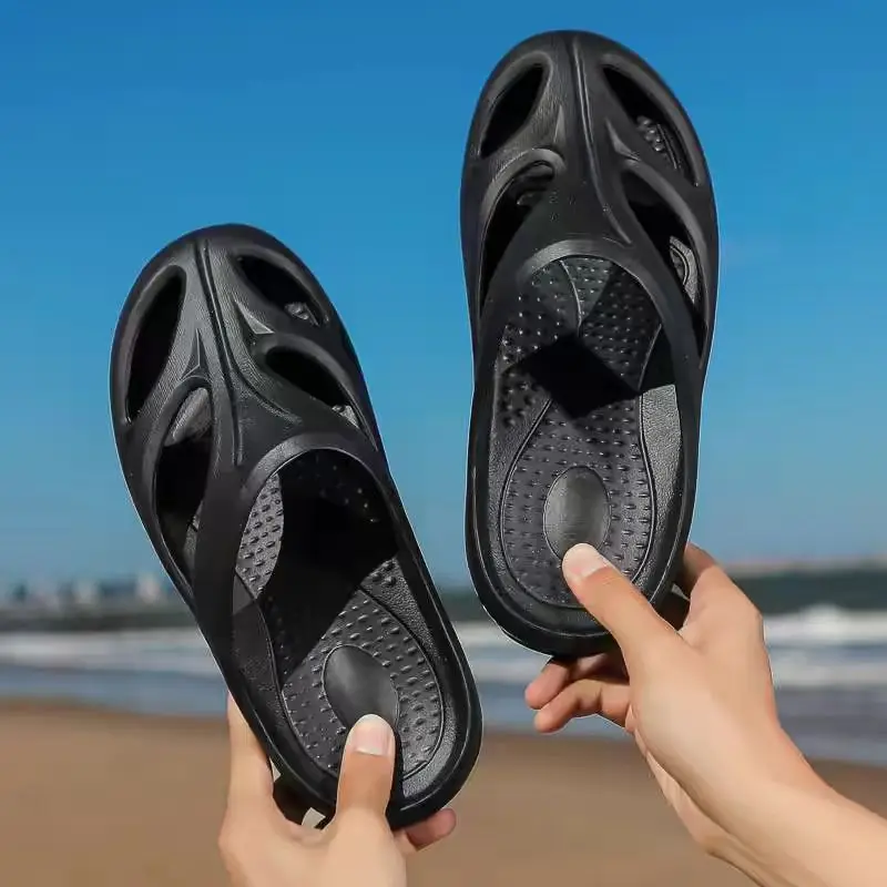 Slippers Men's Women Summer Outer Wear Outdoor Sports Series Hollow Special-Shaped Wading Hole Shoes Beach Sandals Couple