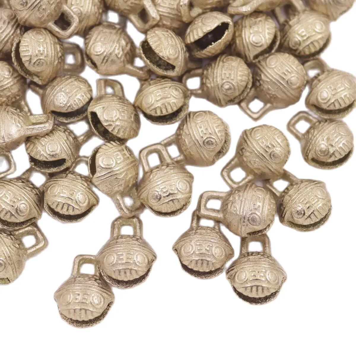 100PCS Collectibles 9mmX12mm Tibetan Brass Copper  Craft Tiger's Head Bells Feng Shui