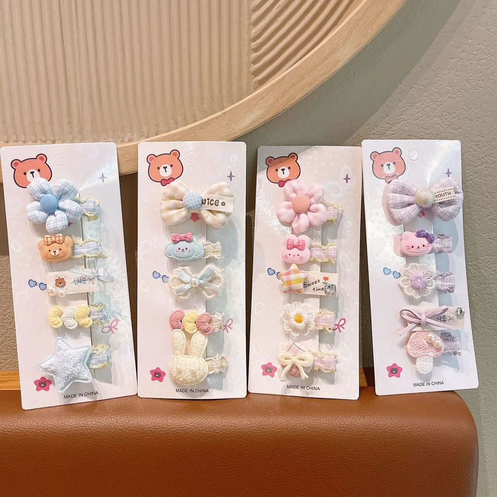 Cute Baby Hair Clips Set for Girls Bow Flower Bunny Hair Accessories Toddler Kids Snap Clips Soft Fabric Hairpins Children Gift view 3