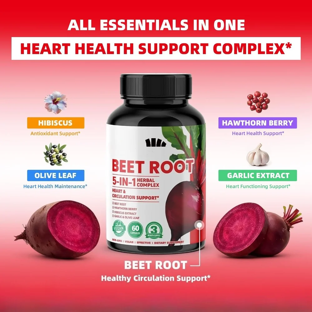 1180mg Beetroot Supplement, 60 Vegan Capsules