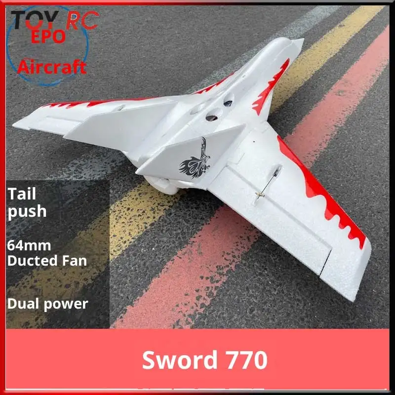 

Model Airplane Electric Remote Control Fixed Wing 64 Ducted Aircraft Sword T770 Flying Wing Racing Aircraft Epo Crash resistant