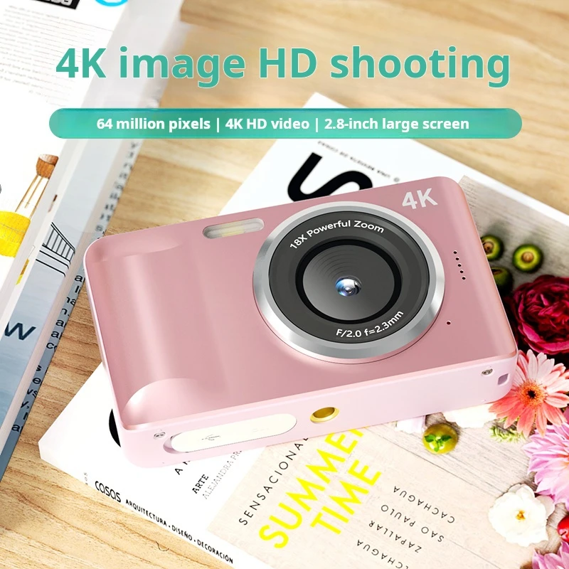 

4K Digital Camera for Photography and 18X Digital Zoom Camera 64MP Compact Vlogging Camera 3'' 180° Flip Screen with Flash