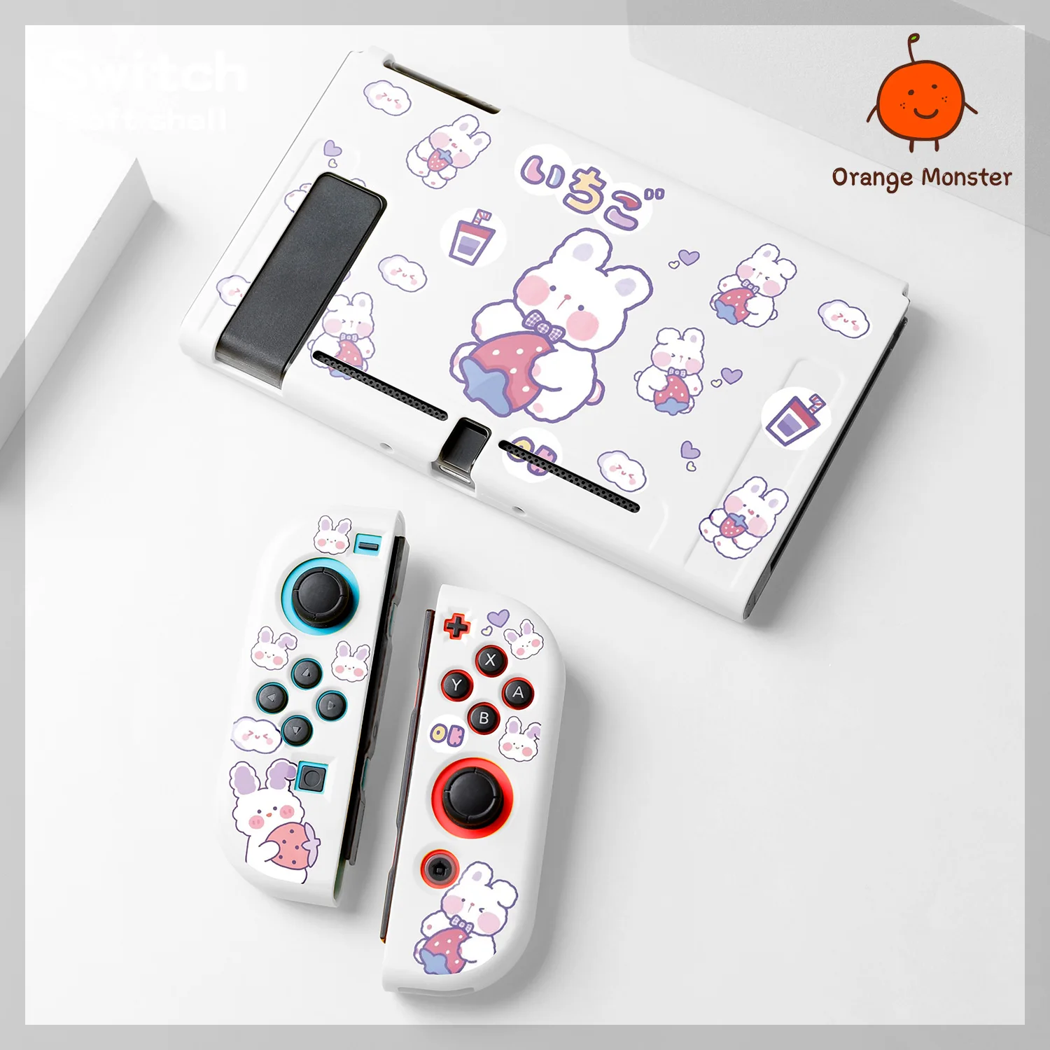 Cute Cartoon Rabbit Kawaii Soft Protective Cover For Nintendo Switch/Oled/Lite Decorative TPU Anti-drop Anti-slid Case