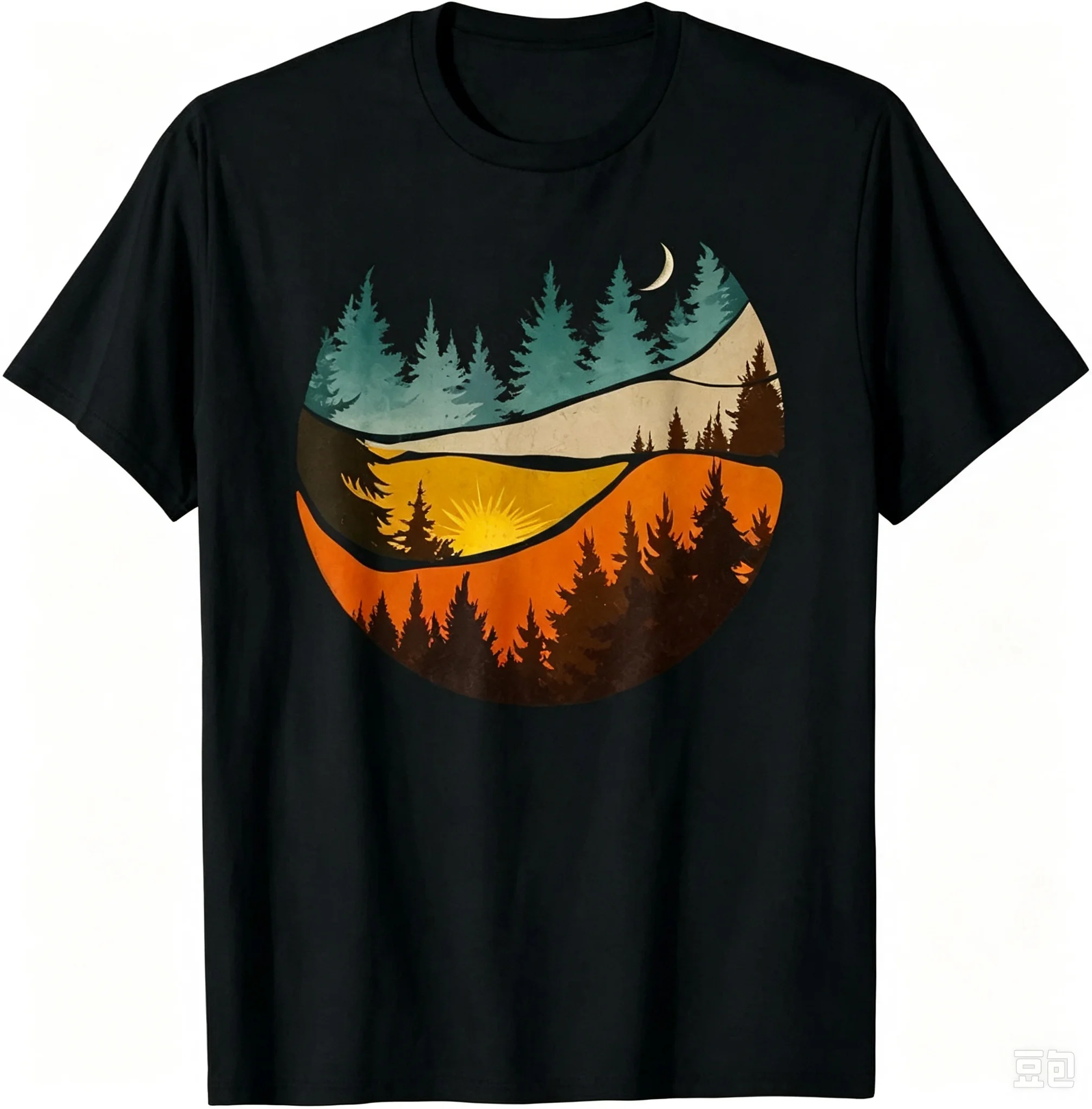 Trees Nature Mountains Adventure Outdoor Wildlife Forest T-Shirt Graphic T Shirts Print on Demand Camisas Streetwear