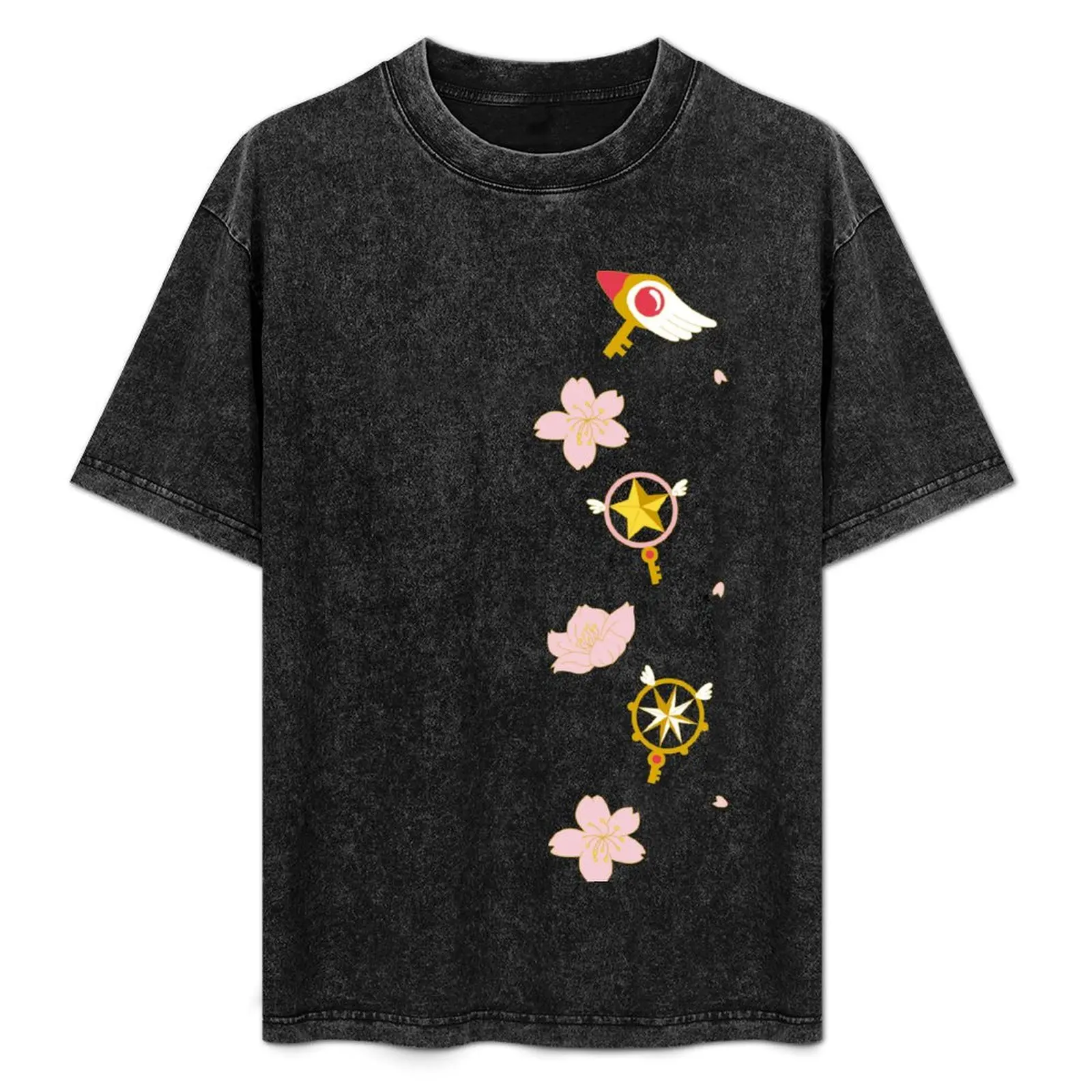 Camiseta Card Captor Sakura con estampado de personajes, talla grande, holgada, de manga corta