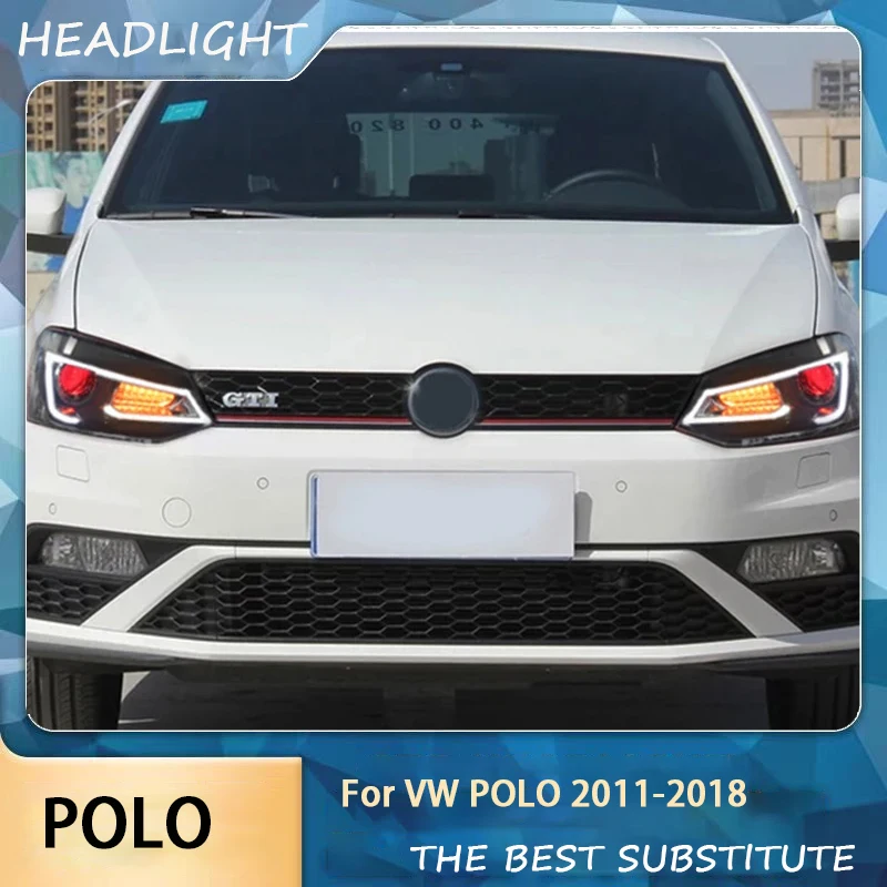Faros Led de coche para Volkswagen VW Polo Vento MK5 2011-2018 Trendline Comfortline Base alta luces de señal de giro delanteras DRL