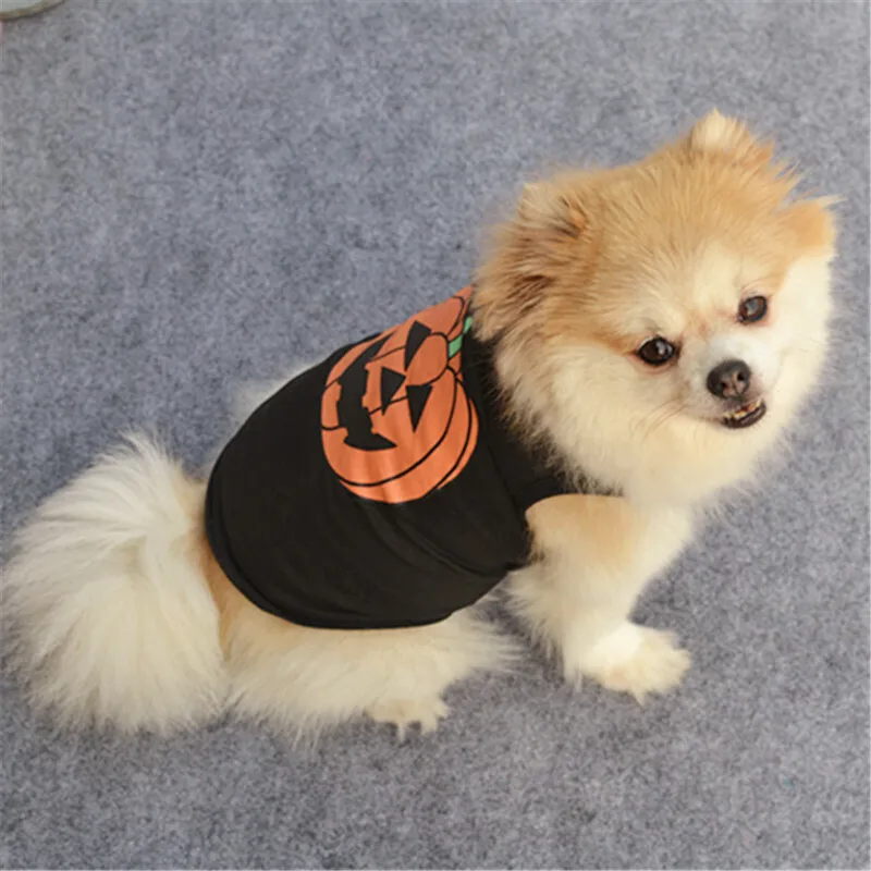 Clothes Festival Carnival Black Funny Pet Dog Hoodies Pumpkin Puppy Dress Costume T-Shirt Ropa Para Perros De Halloween