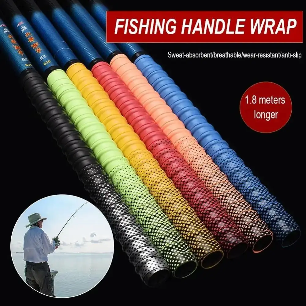 New Anti-Slip Fishing Rod Sweatband Gradient Colorful Thickened Tennis Racket Grip Tape Wear-resistant Elastic Fishing Rod Tape