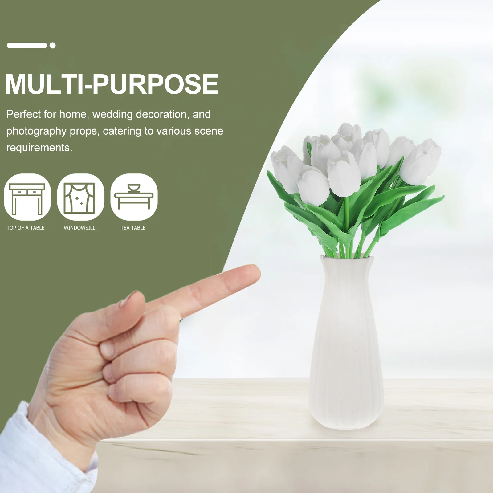 

15 Pcs Artificial Tulip Bouquet Tulips Flowers Material: Pu Realistic Faux Touch Fake Vivid