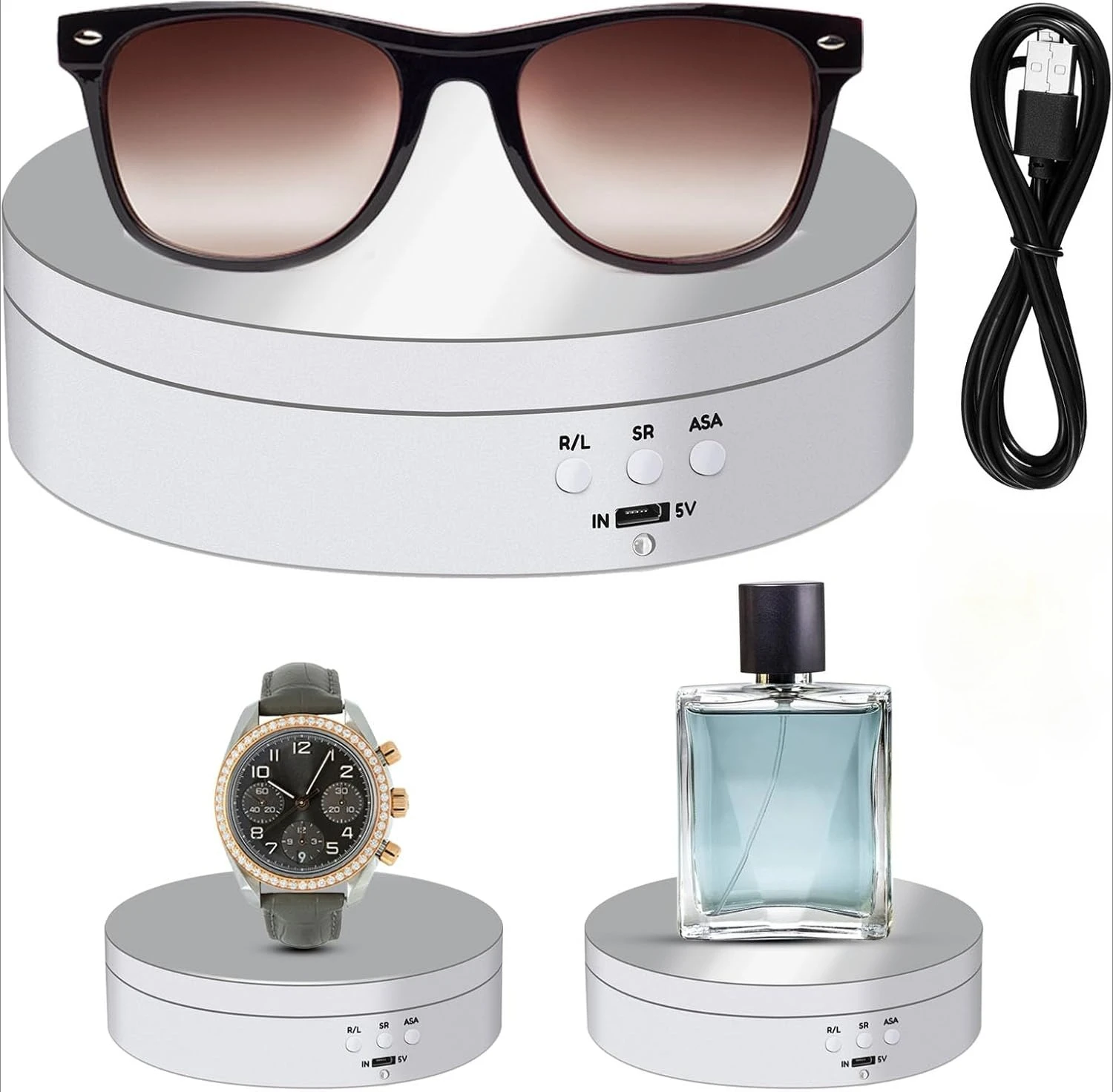 

5,4-дюймовая электрическая вращающаяся витрина, грузоподъемность 6,6 фунтов, моторизованная вращающаяся платформа, зеркало CupTurner на 360 градусов, белое. Фотошоу