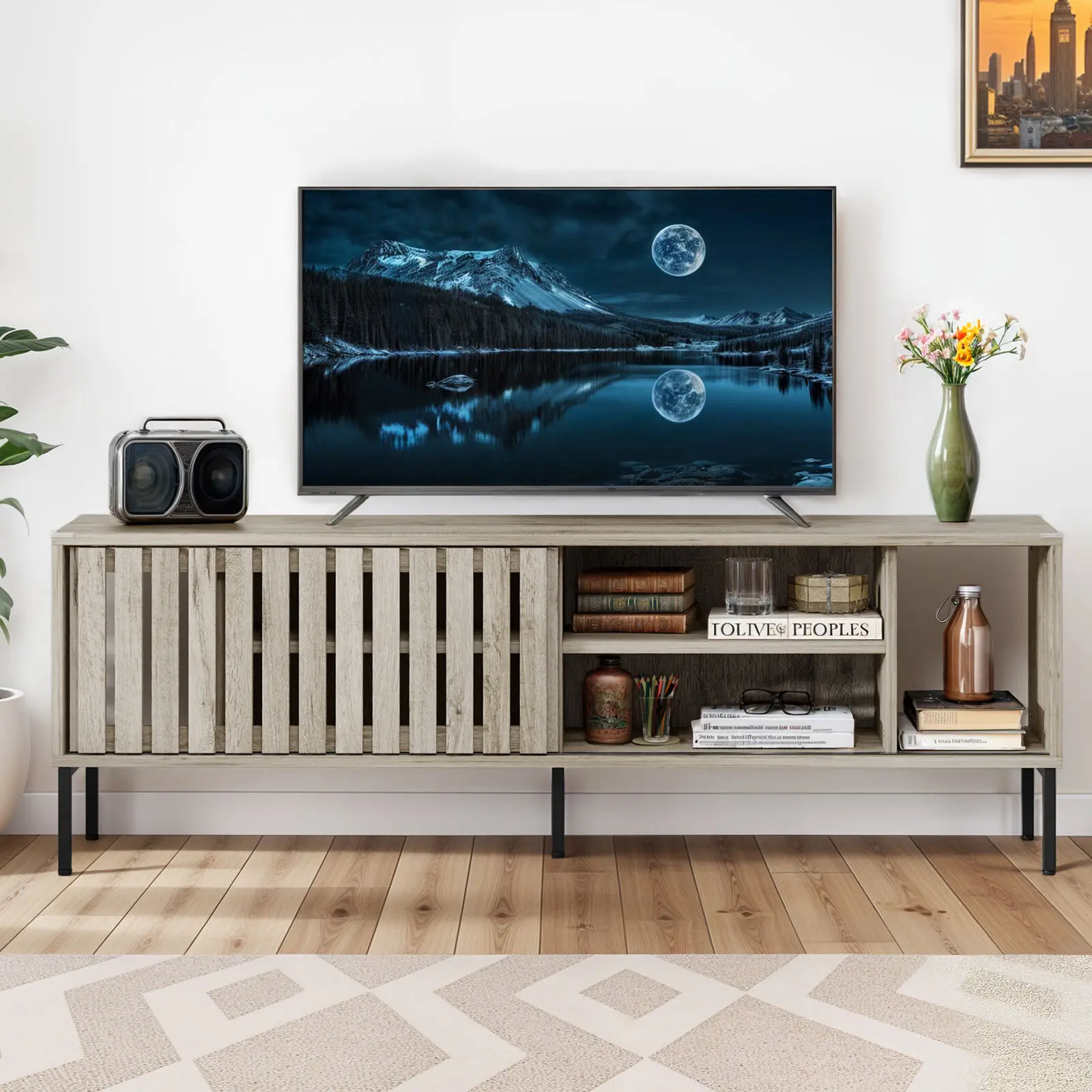 

TV Stand For up to 70 in TVs w/ Open Shelves