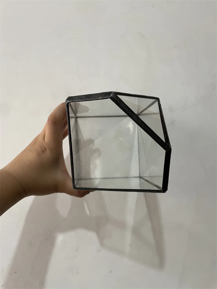 Geometry Crystal Column Shape Glass The Terrarium Vase Cover,Creative Tabletop Flower Vase For Home&Wedding Decoration