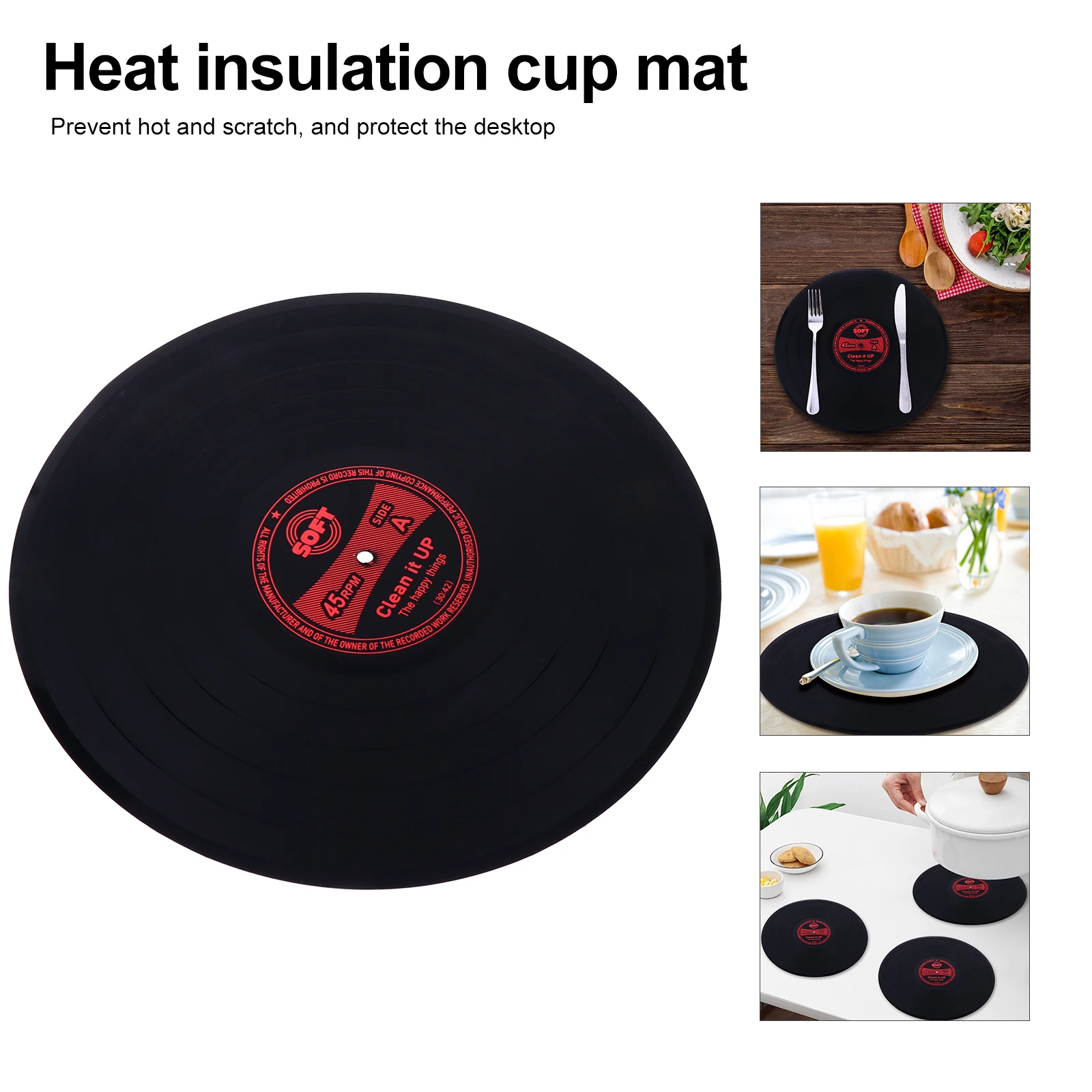 

Vinyl Record Retro Pad Desktop Decoration Tea Coaster Heat Resistant Placemat Removable Coasters