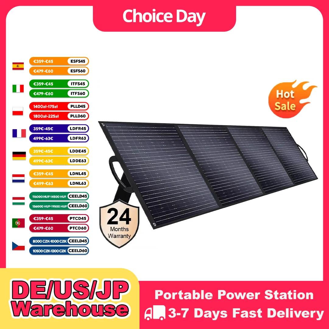 SOLARPLAY 200W 18V Solar Panel Kit Foldable Solar Panel Outdoor Rechargeable Solar Charger For Portable Camping Power Station