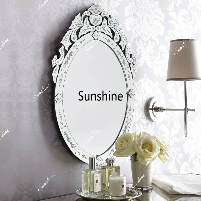 Carved decorative mirror fashion makeup oval hanging mirror