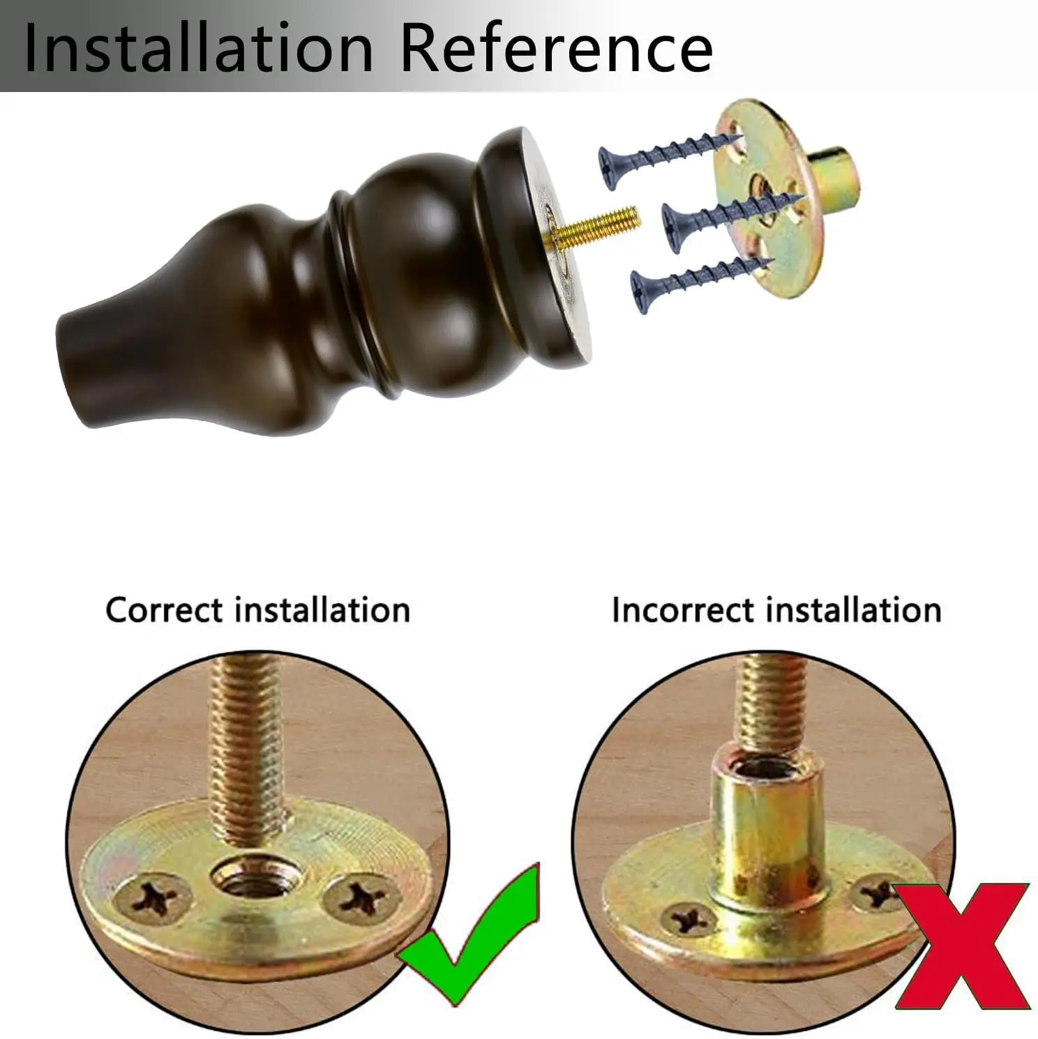 6 Inch Replacement Furniture Legs Pre-drilled M8 Bolt Bun Feet Set of 4 Wood Legs for Sofa Couch Cabinet Mid Century Hi