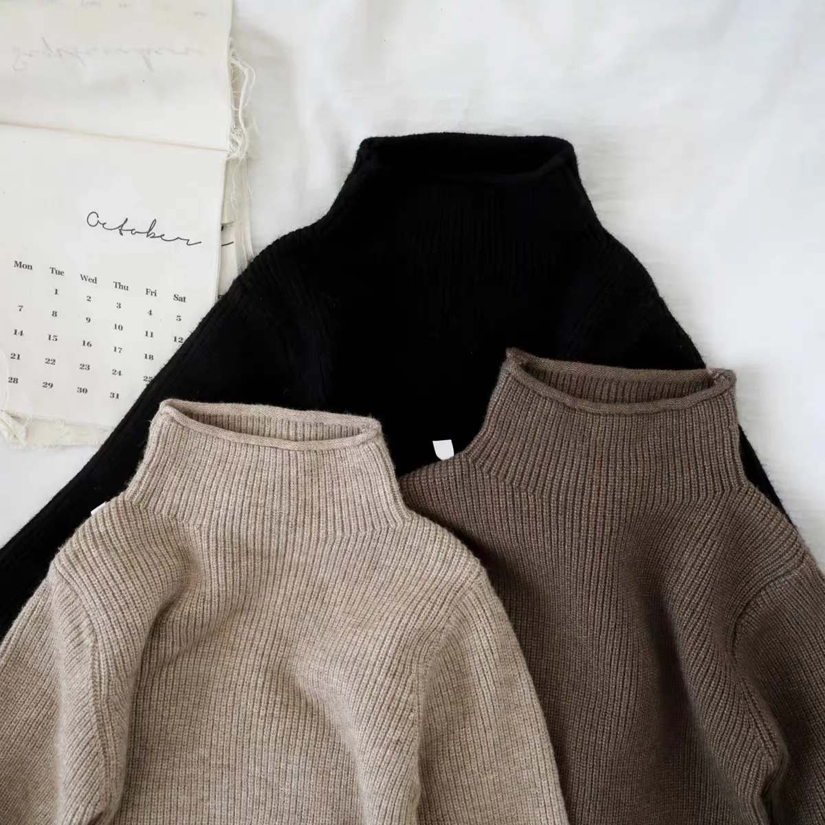 2025 herbst Kinder Pullover Rollkragen Einfarbig Jungen Stricken Pullover 1-9Y Baby Mädchen Warme Basis Pullover – Detail 9
