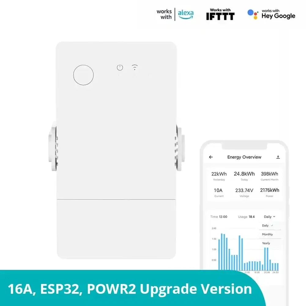 SONOFF Smart Power Monitoring Energy Meter Wifi Switch Pow Origin POWR316 ESP32 Chip Support EWeLink Alexa Home Assistant Ifttt