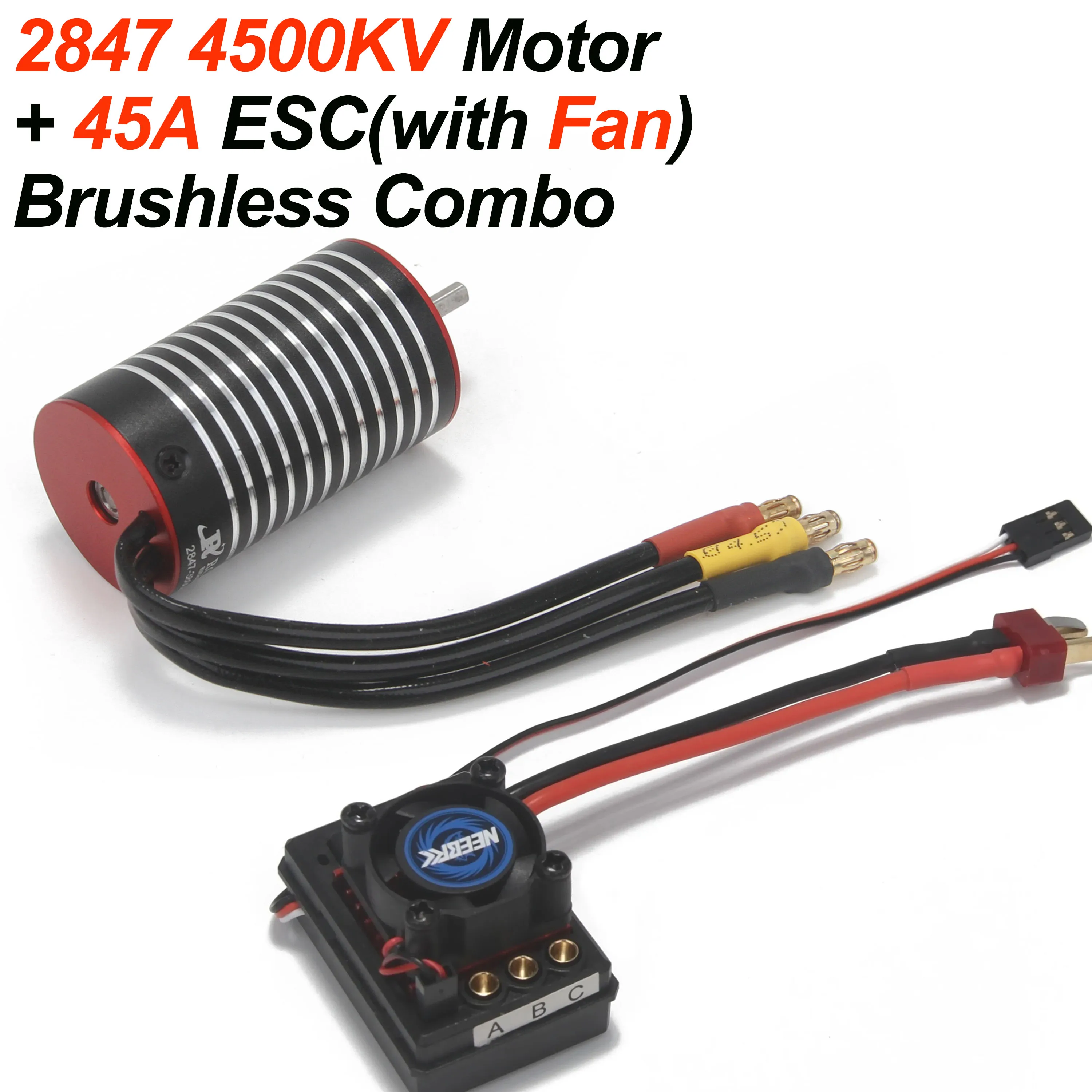 2847 3800KV 4500KV 45A Waterdichte ESC T-stekker Borstelloze Combo voor 1/12 1/14 1/16 RC Auto SCY 16101 Pro JJRC Q130 HYPER GO WLtoys