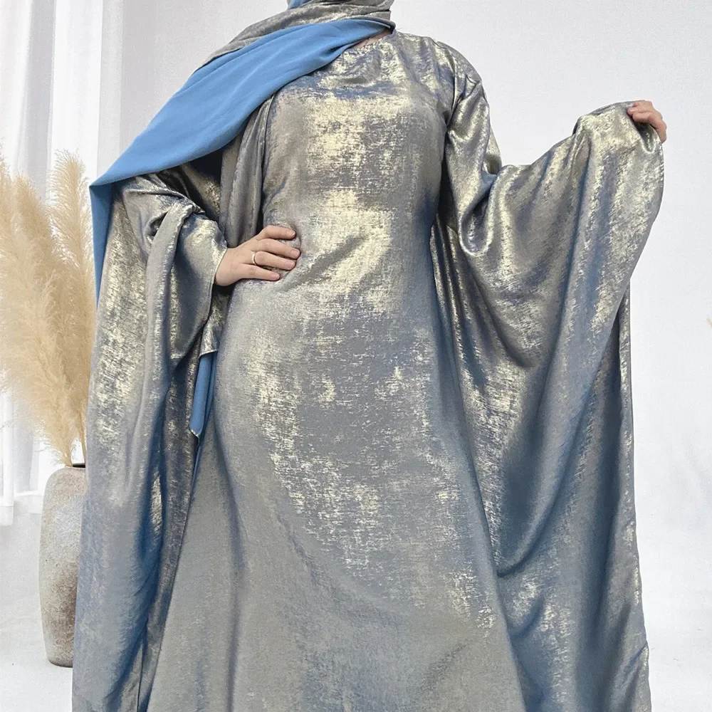 Femmes musulmanes brillant chauve-souris Maxi Robe Eid Djellaba dubaï caftan turquie Robe Kebaya Ramadan Islam vêtements Caftan Marocain Femme
