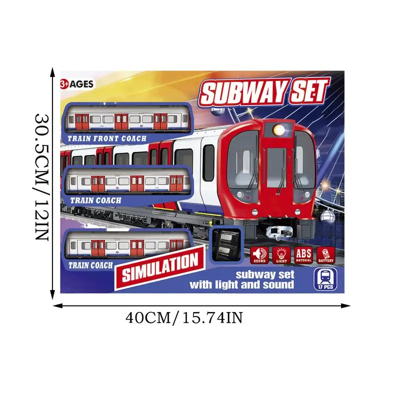 Juego de tren para niños pequeños, vía de tren, juguete educativo eléctrico Retro, juego de metro con luz y sonido para niños de 4 a 10 años