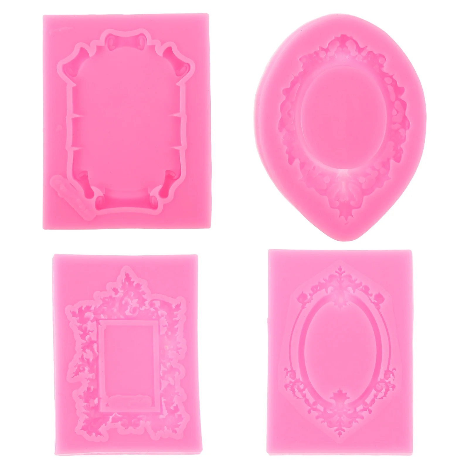 

4Pcs Chocolate Molds Silicone Embossed Vintage Frame Silicone Fondant Molds for Cake Decorating Candy Resin Clay Craft