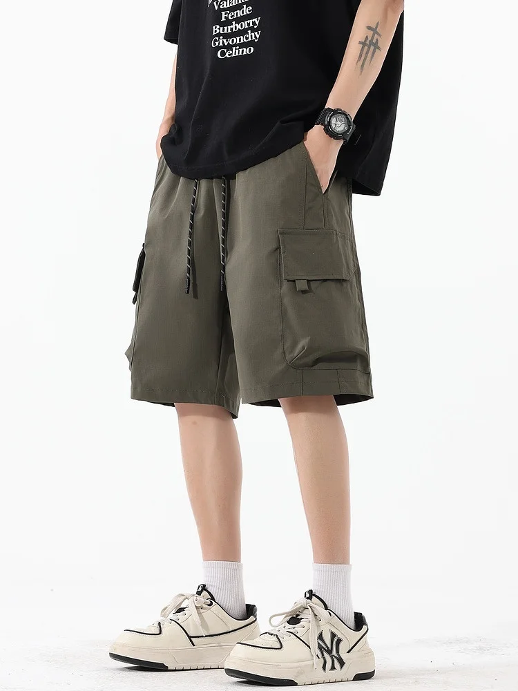 

Летние винтажные рабочие шорты с множеством карманов, мужские уличные свободные универсальные спортивные брюки-капри, молодежные повседневные прямые брюки